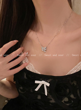 甜妹蝴蝶结项链轻奢小众设计高级感锁骨链2024新款爆款百搭颈链
