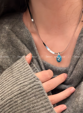 简约冷淡风蛇骨项链女小众设计高级感素链甜酷choker颈链锁骨链潮