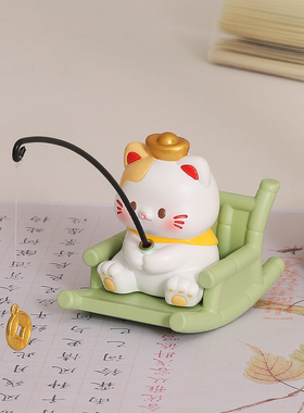 小猫钓鱼鱼缸造景摆件解压稳情绪
