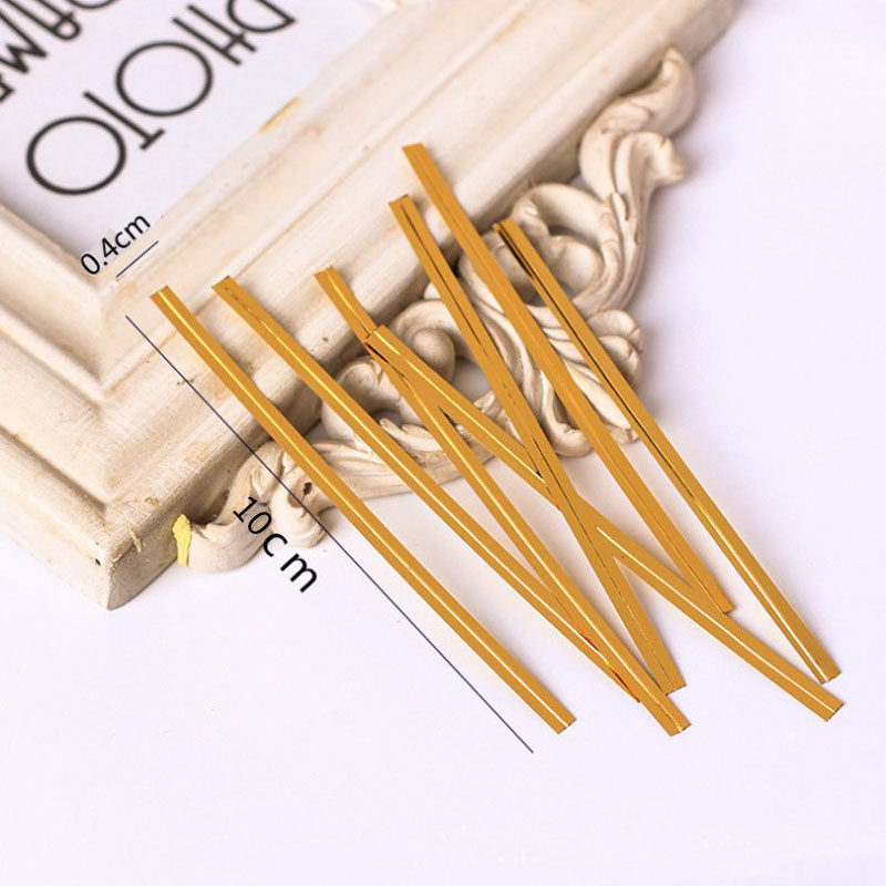 金银色铁丝捆扎带绑线 面包包装袋收紧扎丝带 食品封口礼品绳10cm,淘宝优惠券,粉丝福利购,淘宝优惠卷