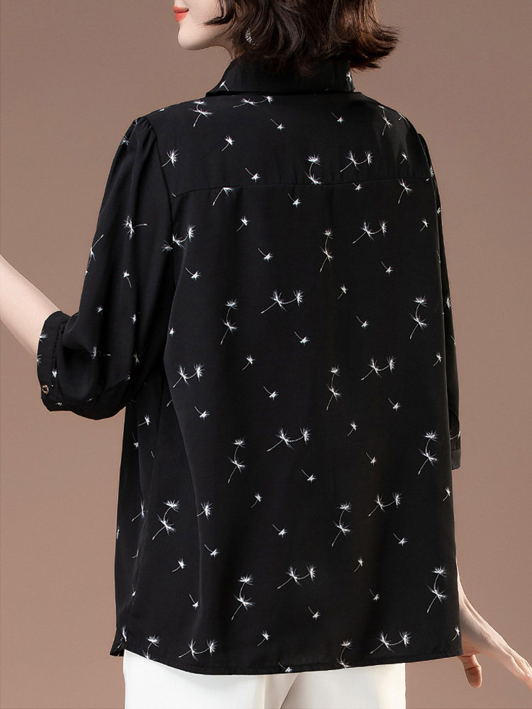 肥婆碎花雪纺薄款宽松加大码衬衫 mantilisha蔓缇莉莎蕾丝衫/雪纺衫