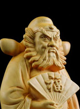 电视柜客厅天师钟馗摆黄杨木雕