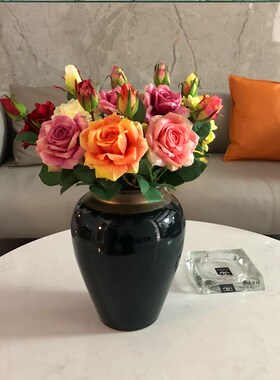 手感保湿玫瑰欧式客厅室内仿真花