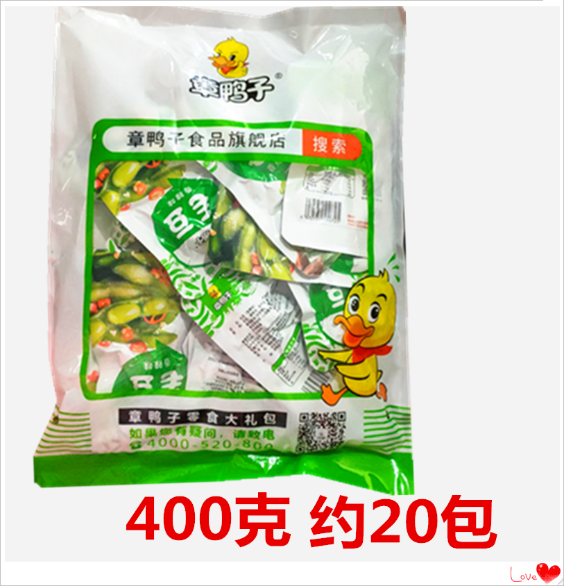 湖南特产章鸭子毛豆香辣味爆辣味酱板毛豆400克20包装辣味零食-图0