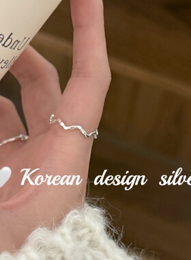 韩版小众925纯银波浪珠珠拼接