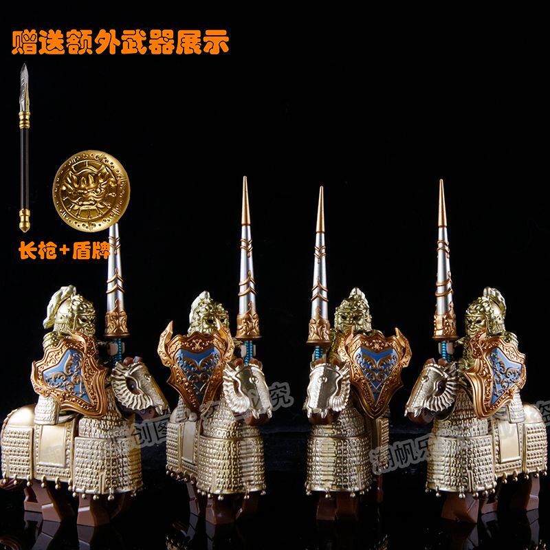 唐朝黄金玄甲军兼容积木古代士兵人仔铁骑铁浮屠金宋拼装玩具男孩