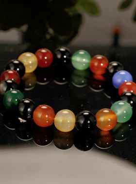 天然正品手串水晶佛珠七彩玛瑙