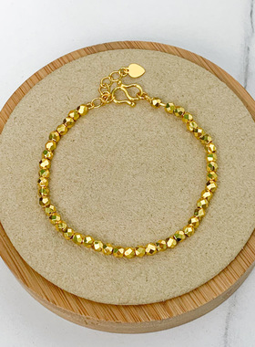 新品24k金色碎金女生手链带尾链