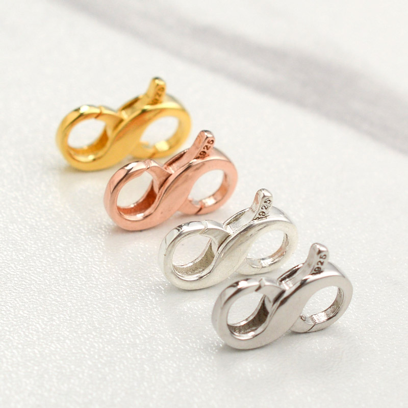 925银双开8字卡扣 项链扣子接头手链扣连接扣头纯银弹簧扣diy配件 - 图0