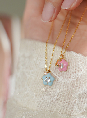 予月有音花花项链925银