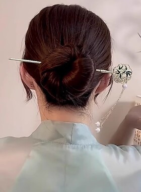 新中式发簪女古风汉服旗袍发饰后脑勺盘发木簪感百搭簪子头饰
