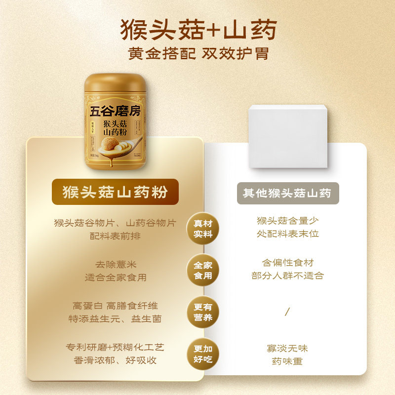 【秒杀】五谷磨房山药粉猴头菇山药代餐营养米糊脾胃早餐