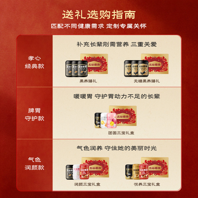 【年货礼盒】五谷磨房灵芝团圆三宝礼盒黑芝麻糊新年中老年营养品