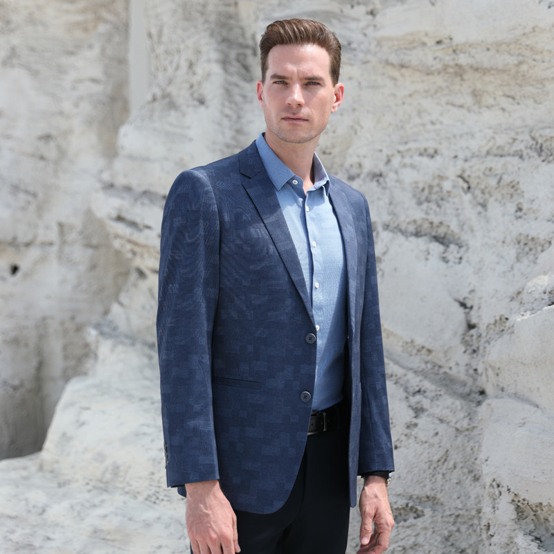迪仕尼奴男西装休闲蓝色纹理厚款休闲宽松合体商务英伦外套西单,淘宝优惠券,粉丝福利购,淘宝优惠卷