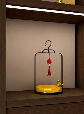 中式陶瓷锦鲤鸟笼桌面摆件送礼