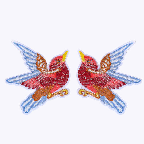 涅槃凤凰翠鸟小鸟刺绣布贴绣花对称图案衣服裤子破洞装饰补丁 - 图2