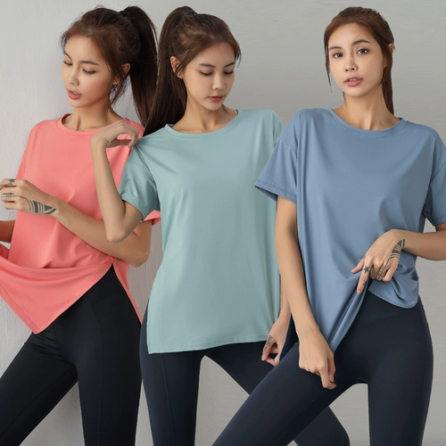 Летняя тонкая одежда для йоги для спортзала, быстросохнущая спортивная футболка с коротким рукавом, для бега, изысканный стиль, по фигуре, впитывает пот и запах, короткий рукав