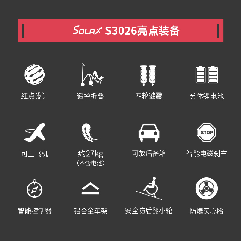 斯途玛Solax3026老人代步车四轮电动避震轻便折叠代步车-图1