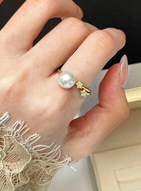 诸暨珍珠高品质天然淡水珍珠精致可爱珍珠戒指开口戒直播手饰