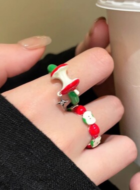 商丘钻石钻石之乡苹苹安安！可爱红色苹果戒指女小众设计感甜美风