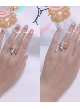 天然淡水珍珠戒指925半银铜镀金多珠迷你珍珠指环精选品质源产地