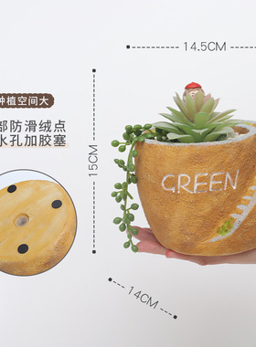 创意田园风树脂多肉小花盆阳台diy家居园艺花盆桌面绿植盆栽