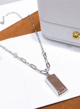 新款金条项链女高级感铜镀金吊坠