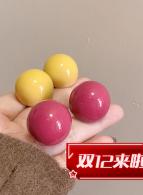 925银钉糖果色圆球耳钉