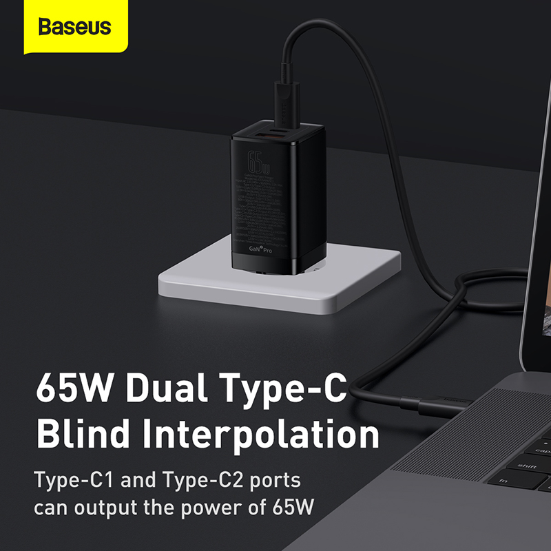 Baseus 65W GaN5 Pro Charger Quick Charging for iPhone 15 14 13 iPad MacBook Samsung EU欧标充电器插头 - 图1