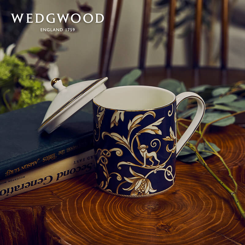 WEDGWOOD威基伍德丰饶之角骨瓷带盖马克杯欧式茶杯咖啡杯大容量-图0