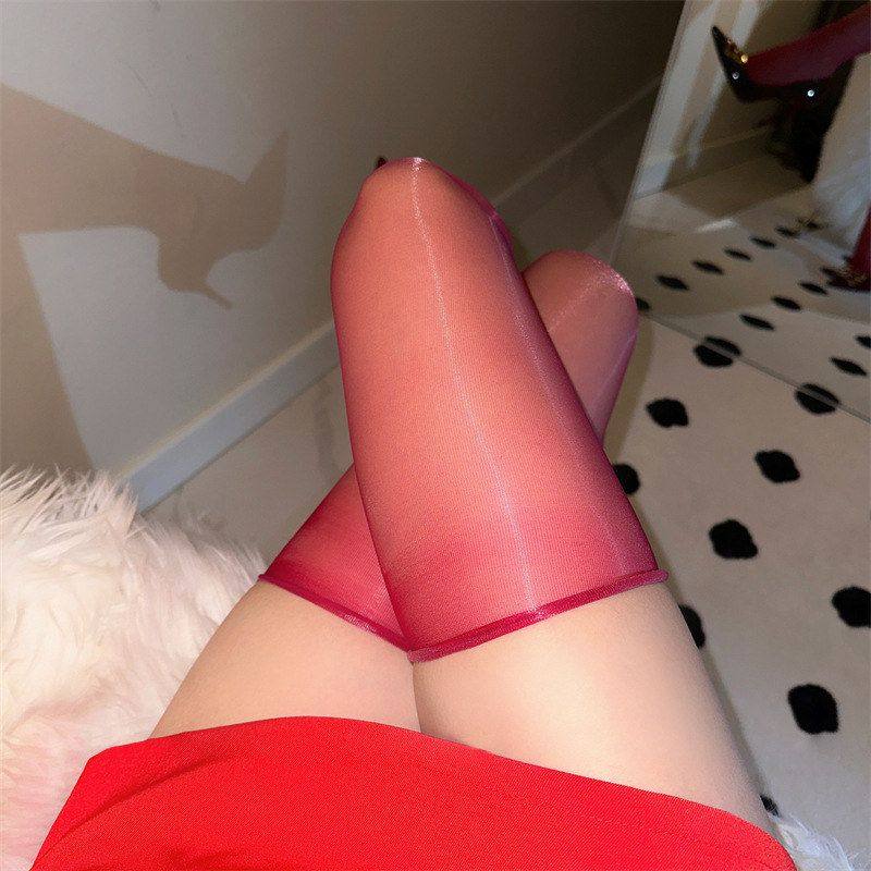 黑色油光过膝丝袜性感油亮纯欲黑丝半截过膝大腿袜超薄无边长筒袜,淘宝优惠券,粉丝福利购,淘宝优惠卷