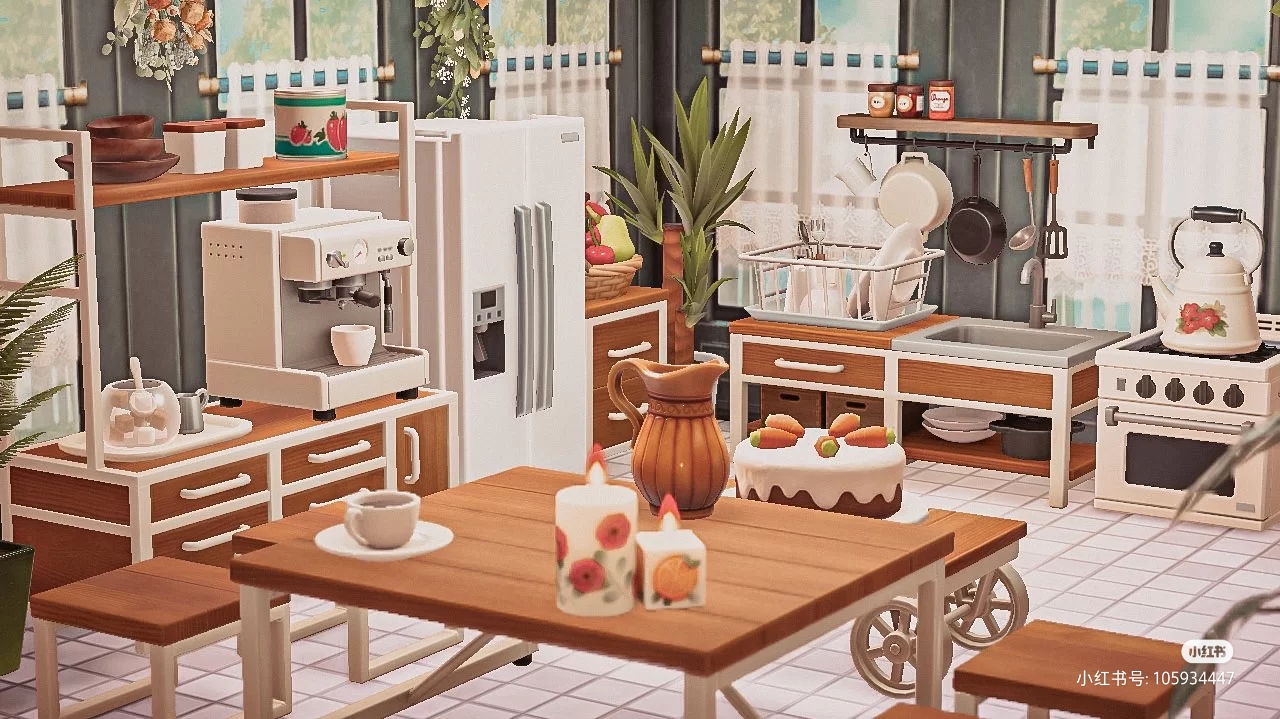 33动森厨房家具动物森友会岛屿设计装修室内家具全套玻璃厨房素材 - 图1