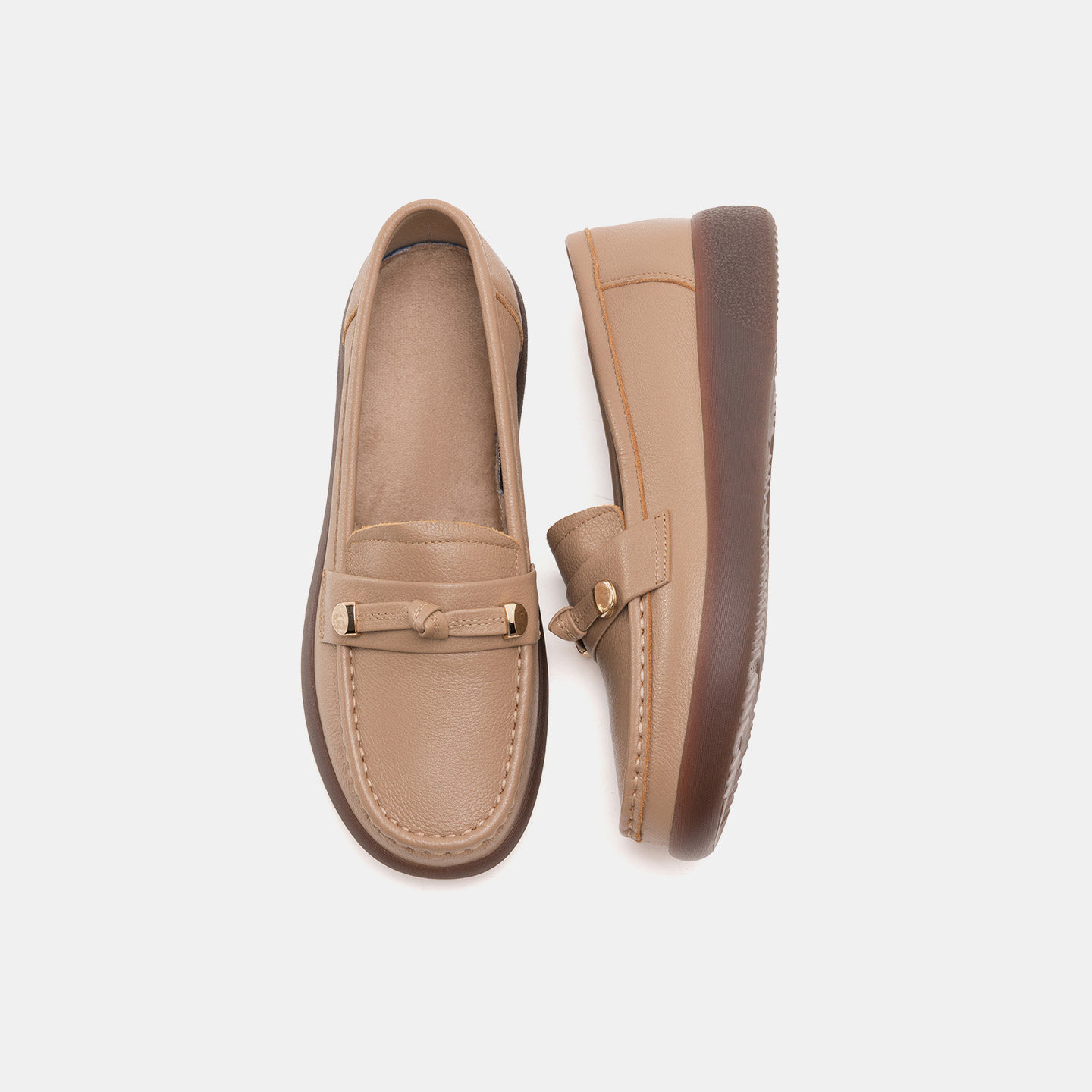 奥康 女鞋秋冬妈妈单鞋真皮舒适一脚蹬中老年人加绒舒软平底,淘宝优惠券,粉丝福利购,淘宝优惠卷