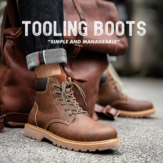 MRA Cracked Crazy Horse Work Boots Plus Velvet Optional