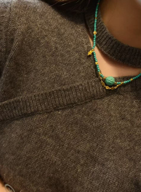 菱镁矿财神项链锁骨链女士饰品礼物