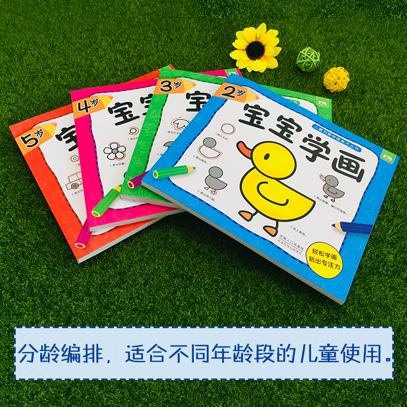 儿童创意学画全4册情景简笔画大全2-5岁宝宝学画书幼儿园小中大班美术教材小小孩零基础学画入门分步骤描线画画涂色本绘画启蒙-图0