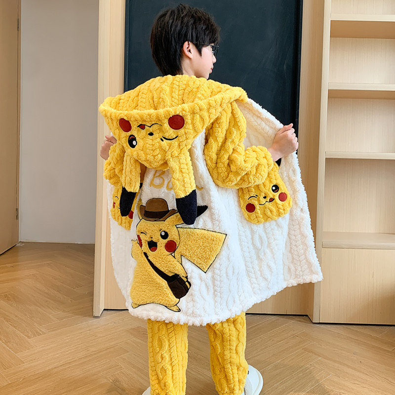 2025新款儿童睡衣男童秋冬季法兰绒男孩加厚珊瑚绒睡袍家居服套装,淘宝优惠券,粉丝福利购,淘宝优惠卷