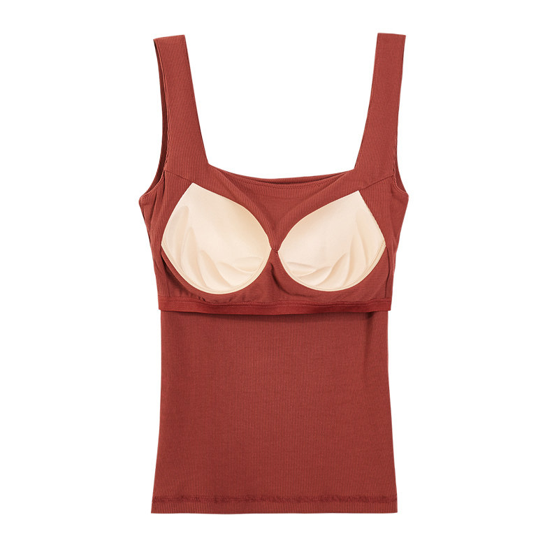 歆觅带胸垫一体式螺纹方形2020背心 歆觅背心吊带