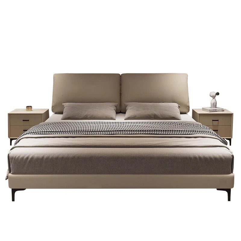 意式极简大象耳朵真皮床现代简约主卧室高端大气1米8双人储物婚床 - 图3