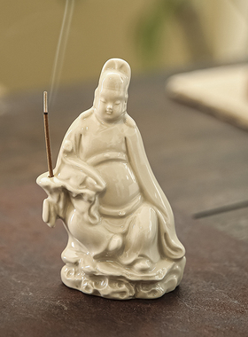 陶瓷文昌帝君线香插禅意供奉