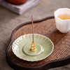 Celadon chrysanthemum petal gourd string incense stick Zen ash receiving tray