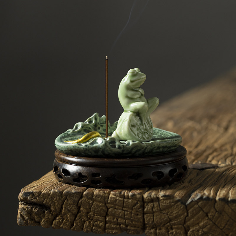 Vintage celadon frog incense stick