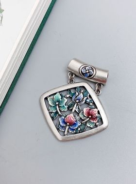 国潮复古四方形花朵弯管