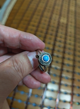 国潮复古松石泰银戒指