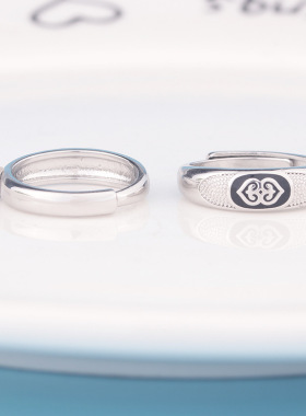 国潮复古蒙古元素藏银戒指男女个性情侣对戒开口饰品素银指环礼物