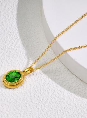 个性设计钛钢镀18K金项链女欧美法式时尚气质镶钻项链锁骨链短款