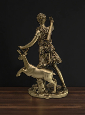 欧式复古月亮狩猎女神阿尔忒弥斯雕塑摆件酒吧餐厅办公室摆设装饰