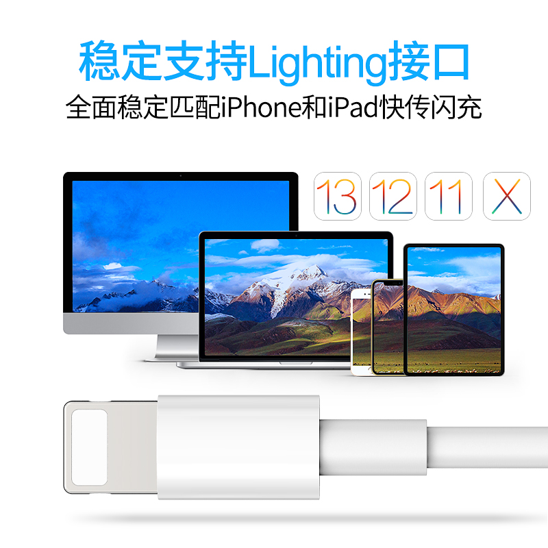 古尚古适用于iPhone11数据线13苹果12充电器线pd20w快充5s/6/7/8/x套装xr短2米18w闪充pro头ipad正品xsmax - 图2