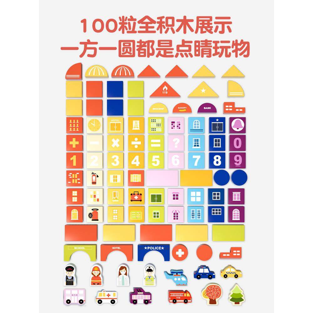 儿童积木玩具益智拼装宝宝1-2岁3到6岁大颗粒男女孩木头拼图早教,淘宝优惠券,粉丝福利购,淘宝优惠卷