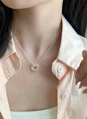 几何双圈项链女ins冷淡风轻奢小众设计高级感锁骨十字链百搭饰品